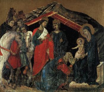 The Maesta Altarpiece, detail from the predella featuring The Adoration of the Magi